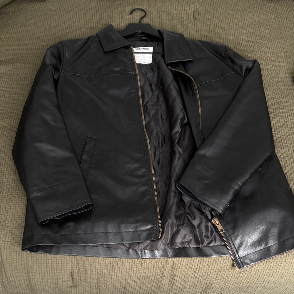 Garage Black Quilted Leather Jacket